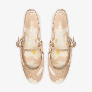 LARROUDE Georgina Ballet Flat In Beige Printed Raffia